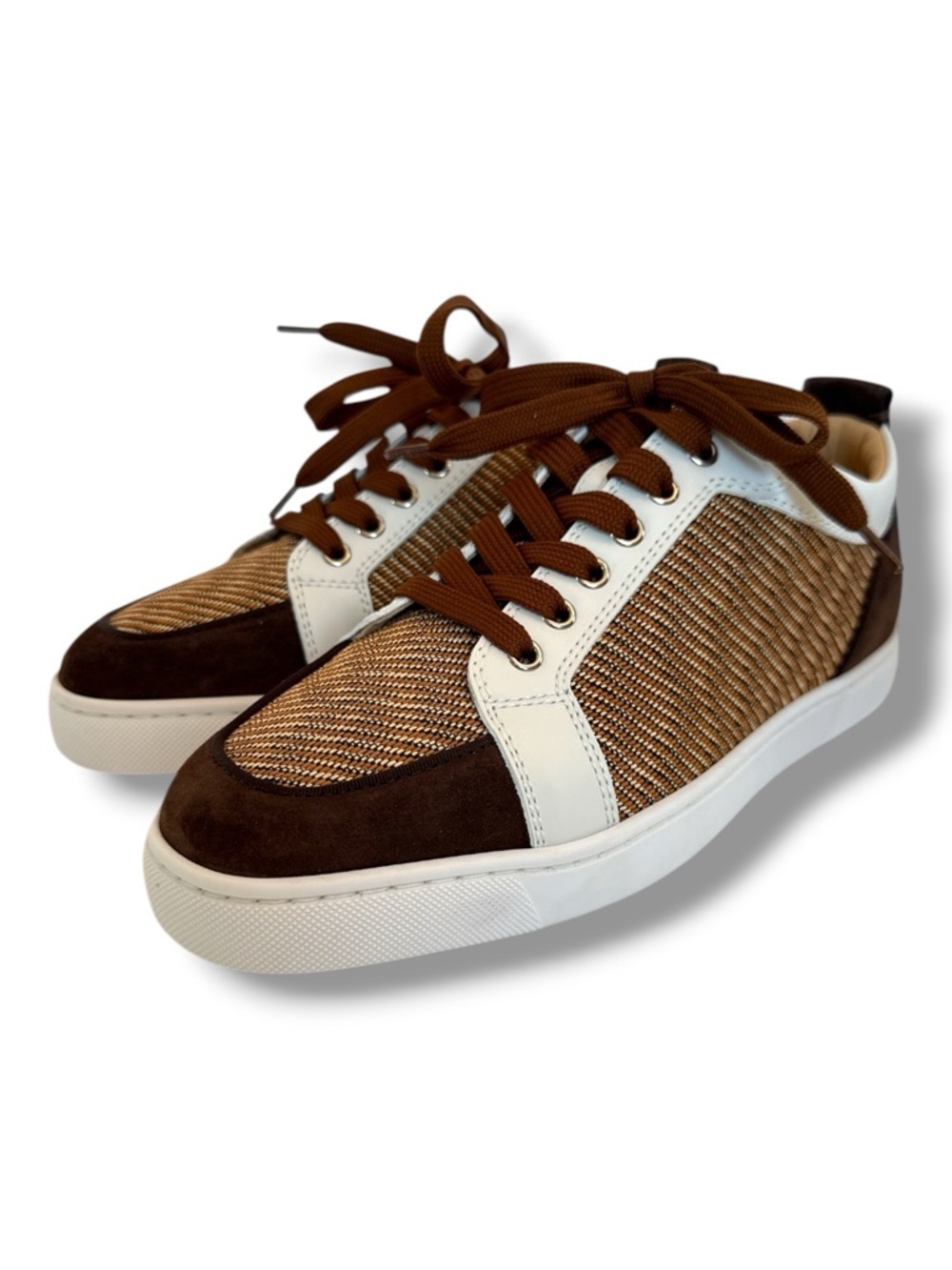 Christian Louboutin Men's Rantulow Orlato Flat Brown and White Casual Sneakers